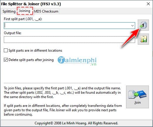 Cách cắt và nối file bằng Fastest File Splitter and Joiner