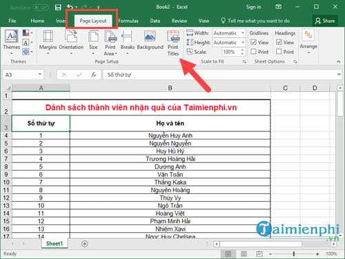 Cách lặp lại tiêu đề trong Excel khi in, áp dụng 2016, 2013, 2010, 2007, 2003