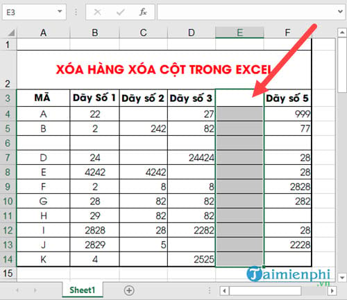 Cách xoá hàng, cột trong Excel bằng chuột hoặc phím