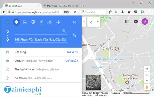 Cách dùng Google Maps trên trình duyệt web