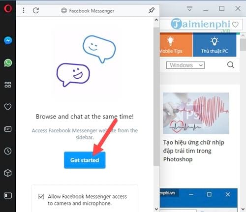 Cách sử dụng Facebook Messenger trên Opera