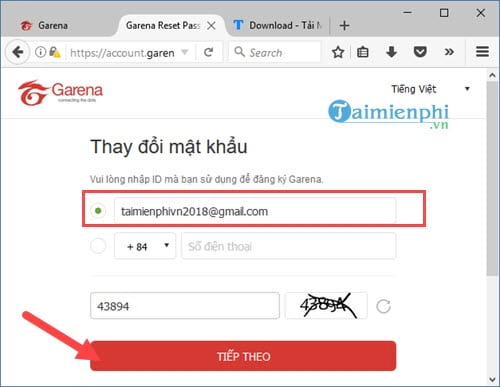 Cách lấy lại mật khẩu Garena bằng Email, Gmail