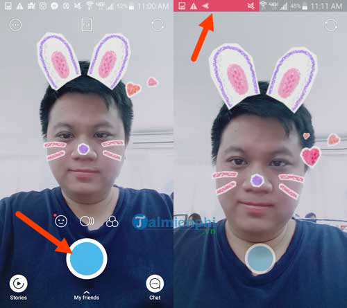 Tạo video vui nhộn mặt thỏ, má hồng trên điện thoại