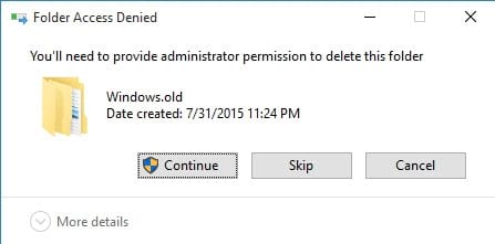 sua loi you ll need to provide administrator permission to delete this folder tren windows 10
