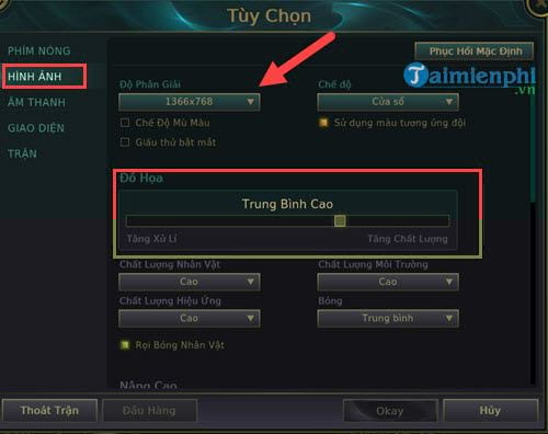 cach lien minh huyen thoai tren may cau hinh yeu 5