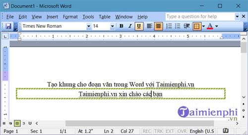 Cách tạo khung cho đoạn văn bản trong Word 10