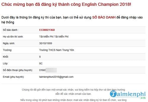 Hướng dẫn đăng ký thi English Champion