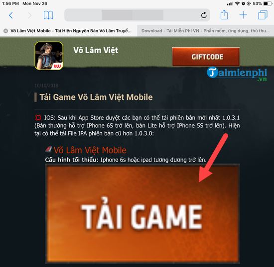 Hướng dẫn tải Võ Lâm Việt Mobile cho iPhone, iPad, game huyền thoại