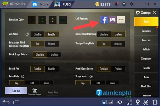 connect to facebook with pubg mobile vn