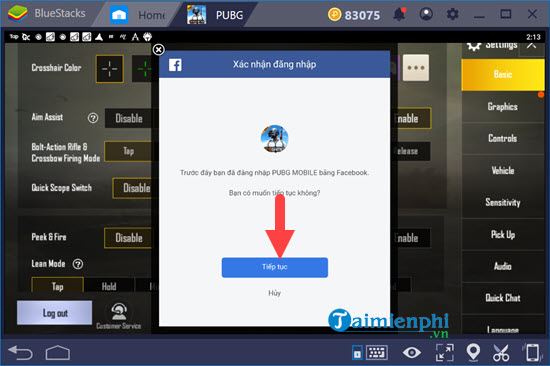 Hướng dẫn liên kết Facebook với tài khoản PUBG Mobile VN
