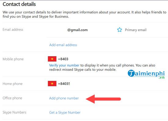 Cách thêm số điện thoại vào tài khoản Microsoft từ Skype