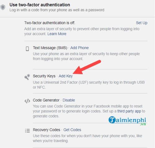 Cách sử dụng tính năng Khóa bảo mật, Security Key trên Facebook