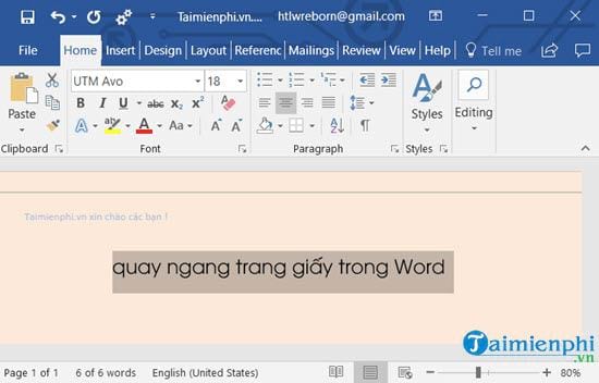 cach quay ngang trang giay trong word