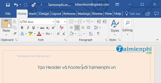 cach tao header va footer trong word 2016 8