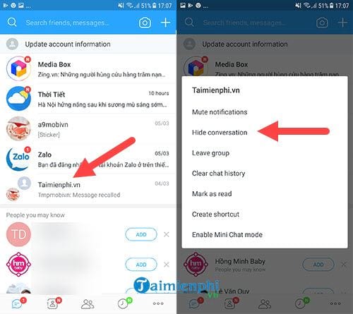 Cách ẩn và tìm lại tin nhắn zalo bị ẩn