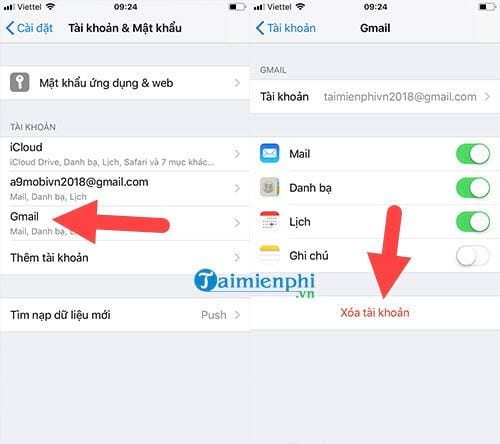 cach xoa gmail tren dien thoai android iphone 8