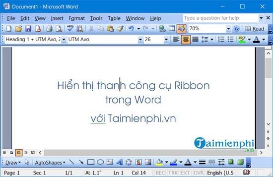 cach an hien thanh cong cu ribbon trong word excel 14