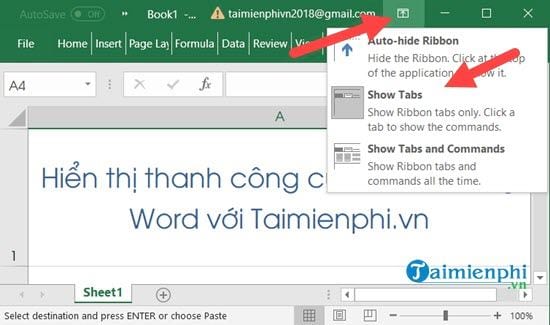 cach an hien thanh cong cu ribbon trong word excel 18