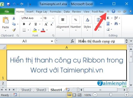 cach an hien thanh cong cu ribbon trong word excel 19