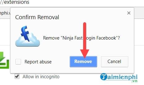 Cách gỡ bỏ Ninja Fast Login Facebook trên Cốc Cốc, Chrome