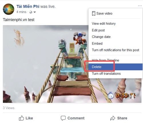 Cách xóa video phát trực tiếp trên Facebook