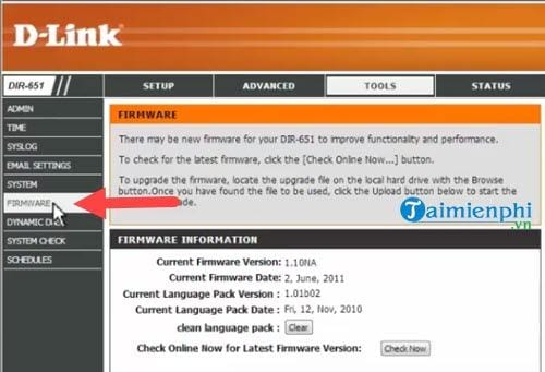 Hướng dẫn nâng cấp firmware cho Router DLink