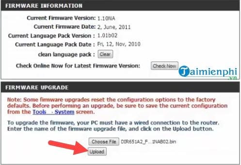 Hướng dẫn nâng cấp firmware cho Router DLink