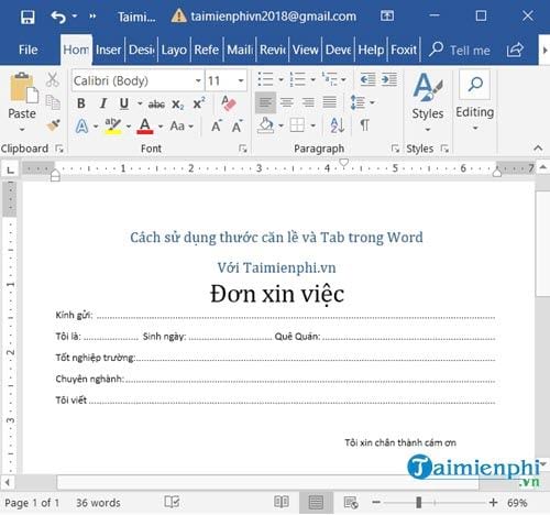cach su dung thuoc can le va tab trong word 20