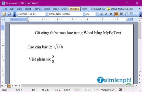 goxz học các kỹ năng toán học trong word bang myeqtext 14