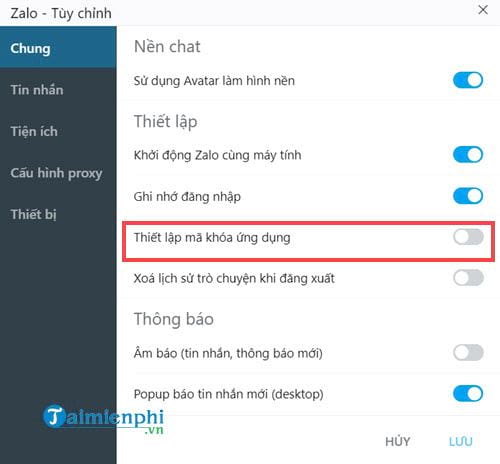 cach dat ma khoa zalo 8