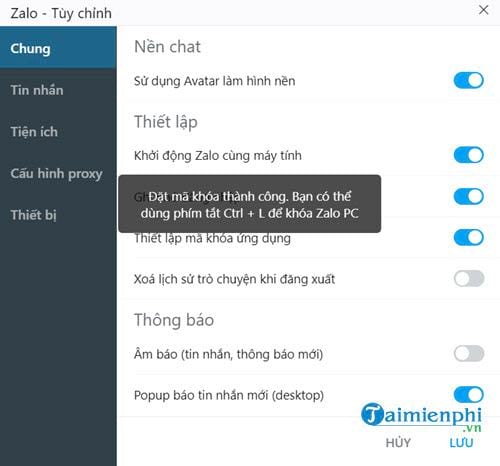 cach dat ma khoa zalo 10