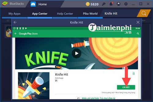 Cách chơi Knife Hit trên máy tính bẳng giả lập Android
