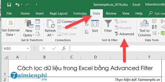 Cách lọc dữ liệu trong Excel bằng Advanced Filter