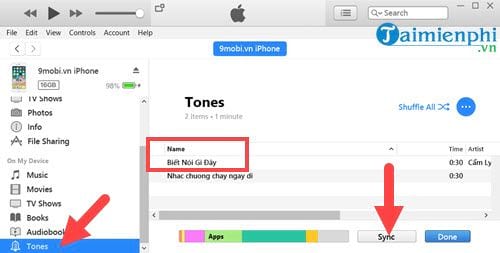 cach cai nhac chuong cho iphone bang itunes 12