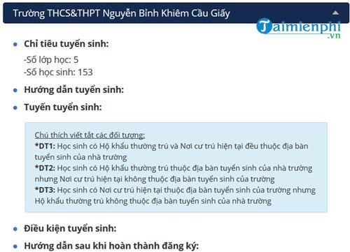 Cách tra cứu thông tin tuyển sinh các trường mầm non, tiểu học, thcs, thpt, gdtx tại Hà Nội