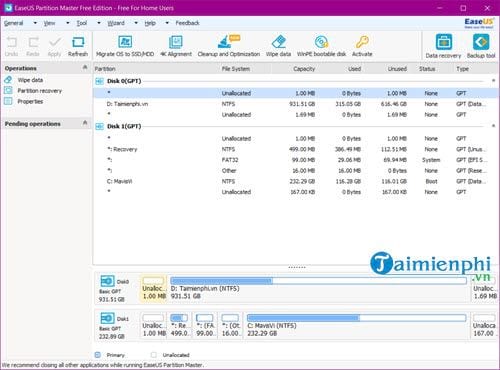 huong dan cach chia lai o dia bang phan mem easeus partition master 3