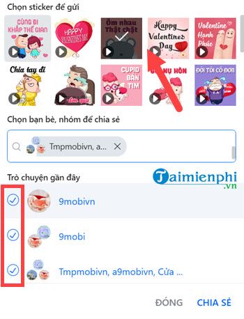 Hướng dẫn gửi sticker Valentine trên Zalo PC