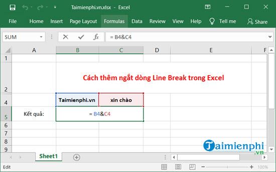 cach them ngat dong line break trong excel 5