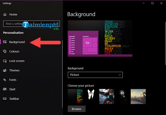 doi hinh nen may tinh win 10