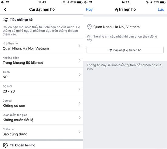 Hướng dẫn thay đổi vị trí hẹn hò Facebook