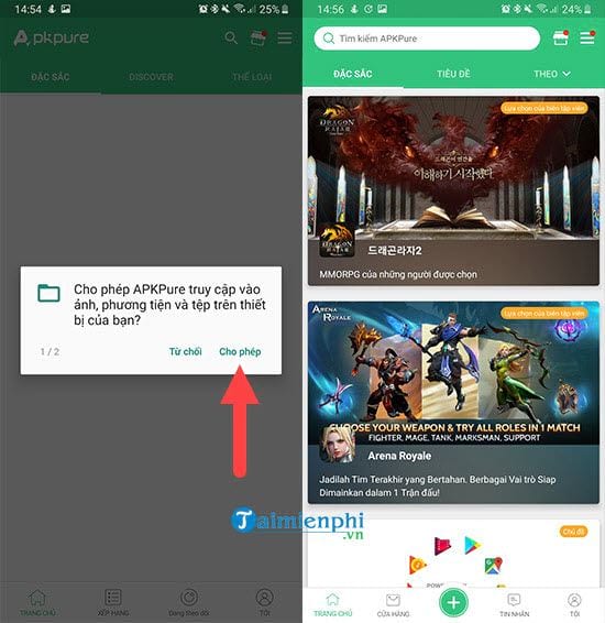 Cách tải và sử dụng APKPure cài cài game, ứng dụng Android