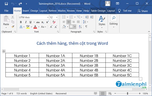 Cách Thêm Dòng, Cột Trong Word, Thêm Dòng, Cột Vào Bảng Biểu Table Tro