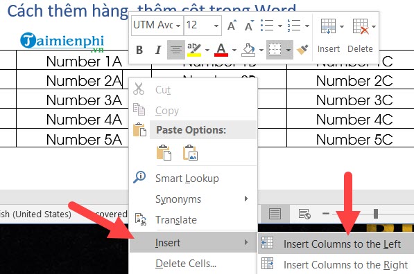cach them dong cot trong word 2016