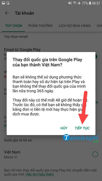 Cách thay đổi quốc gia trên Google Play