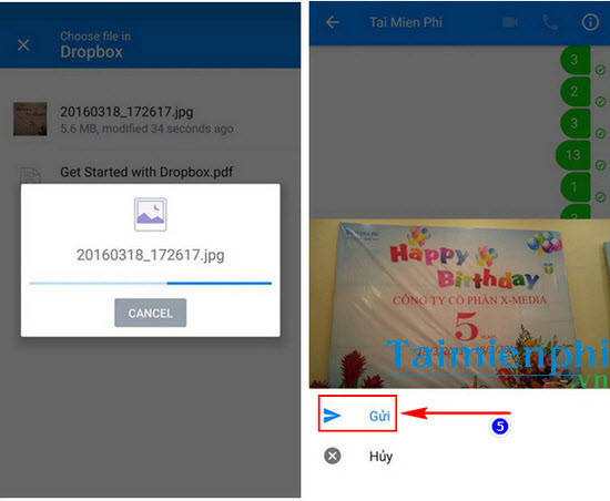 Chia sẻ file Dropbox trong Facebook Messenger