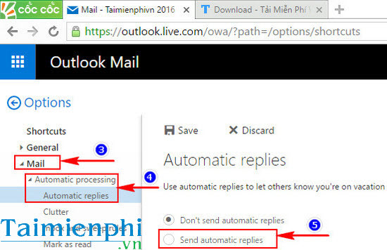 Tạo thư trả lời tự động trong Hotmail