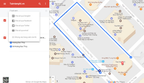 Cách chia sẻ bản đồ, vị trí, địa điểm trên Google Maps với bạn bè