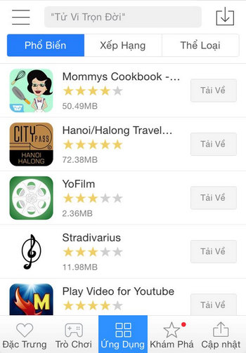 Sử dụng Mobomarket cho iPhone, iPad, chợ ứng dụng điện tử