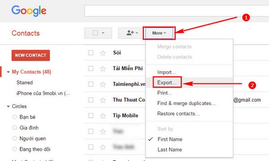 Cách xuất danh bạ từ gmail, lưu toàn bộ Email trong Gmail định dạng CSV