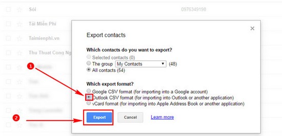 export google mail directory